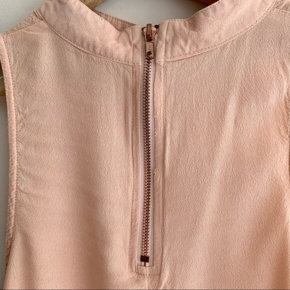 Mink Pink Tank Top Blouse Cropped Mock Neck Crepe Half Zip Pink Size Medium - Picture 12 of 14